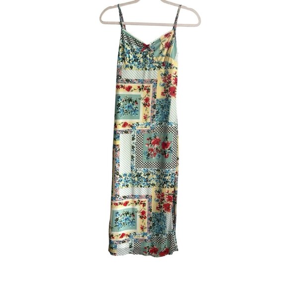 Thirty Thirty Patchwork Slip Dress Small Coquette Lined Milkmaid Beach Boho Y2K - Picture 1 of 14